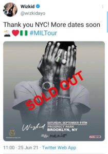 wizkid nyc sold out